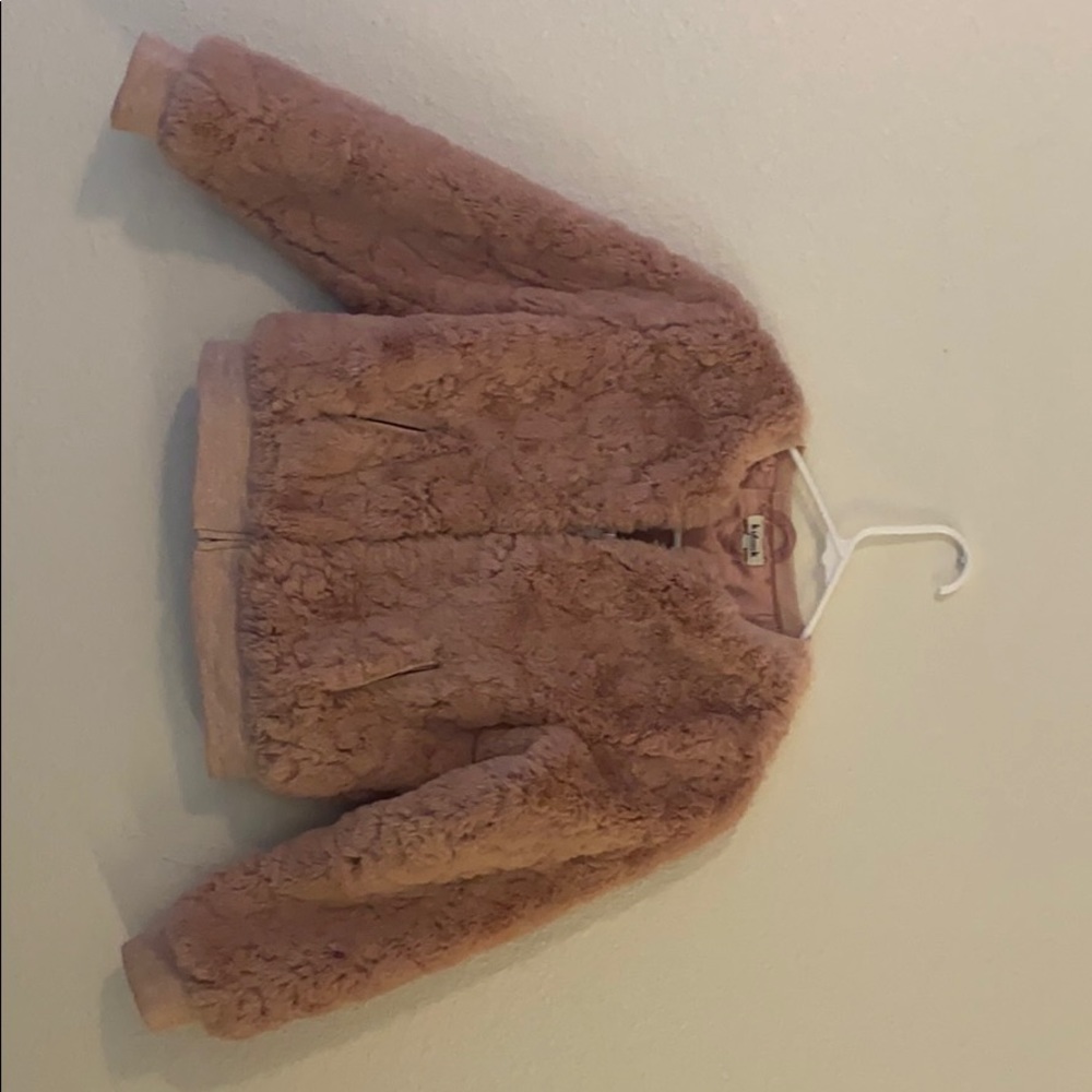 pink fuzzy jacket